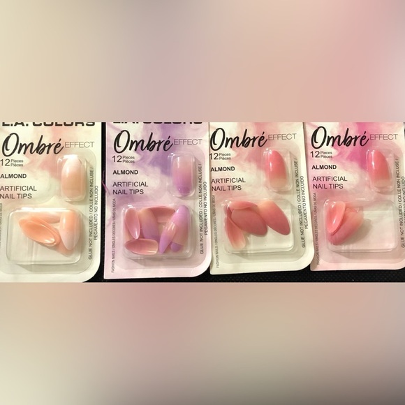 5pc almond shape‎ ombre color effect press on nail extensions & nail glue FREE - Picture 1 of 9